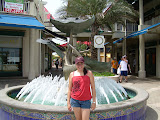 Katie standing in front of the stingray statue.