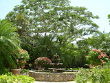 The fountain near the front of the botanical gardens.