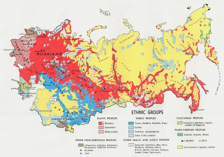 Map, Ethnic Distribution of USSR