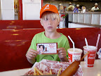 Oh, turns out the red gumball wins you a free root beer float. Have to save that for next time... it won't go so well with the just-finished shake.