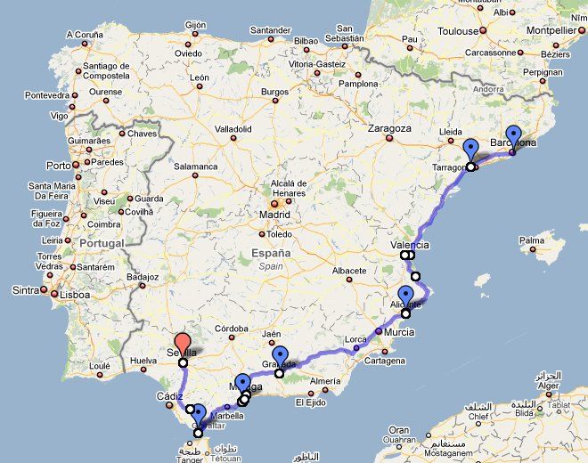 Маршрут нашего путешествия по Испании