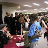 The lines of people wanting books signed
