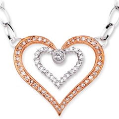 2 Tone Gold Heart Diamond 
Necklace