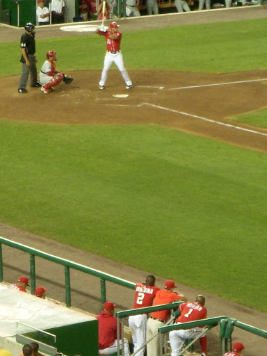 Morgan watches Zimmerman during the last at-bat of the game