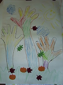 arm and hand print trees