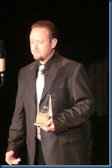 Jesse Brock accepting the 2009 award for IBMA Mandolin player of the year
