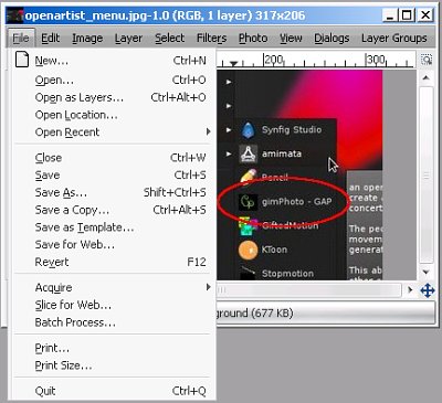 GNOME menu without icon at Gimphoto - free Photoshop alternative