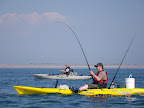 Kayak fishing off Cleveleys, Lancashire