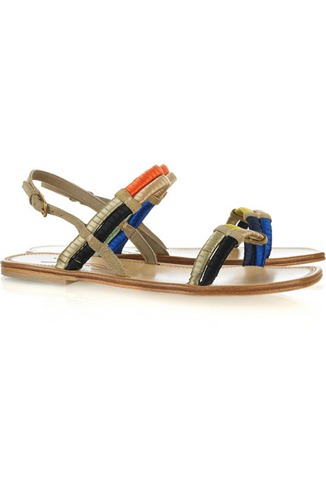 Yves Saint Laurent Suede and Satin Slingback Sandals 1