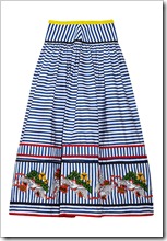 Easton Pearson Tanuki embroidered striped cotton skirt