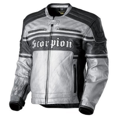 Scorpion All In Men's Leather Motorcycle Jacket - 2009 Model - Naked - Black/Silver - LG