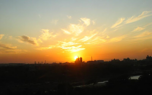 高鐵上的夕陽