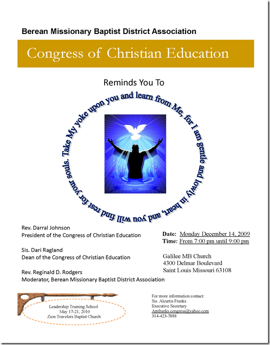 Congress of Christian Education December 14 2009