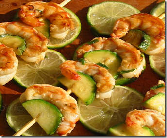 Spiedini di gamberi e zucchine 