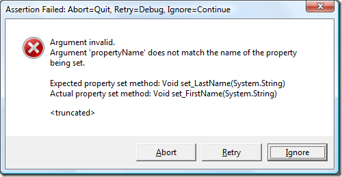 Invalid Property Setter Assert