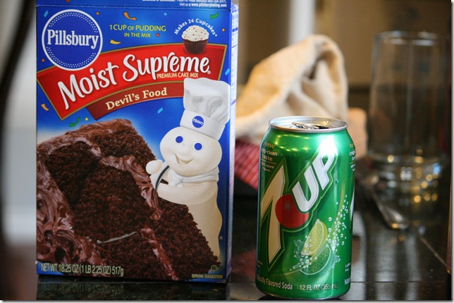was chocolate cake mix with 7up it was very good behold soda pop cake