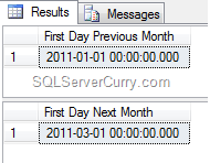 SQL Server first day output