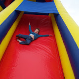 Ethan zooming down the slide