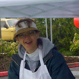 Diana at the food station