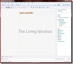 Windows Live Writer Screenshot