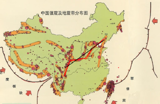 中国强震及地震带分布图