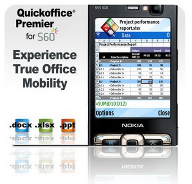 QuickOffice Premier, ponsel, s60, aplikasi ponsel gratis