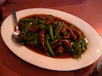 Misha took me to an amazing vegetarian Chinese place while we waited for our hotel room. Even he loved this dish -wheat gluten with green bell peppers and fresh green beans