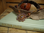 "Starwheels Mandala" Web stitch, glass marble, goldstone accent beads