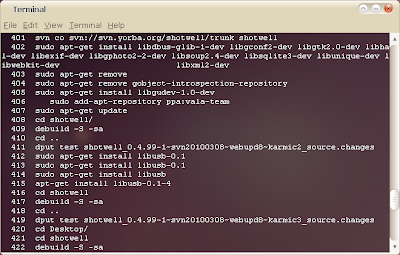 ubuntu linux history command output