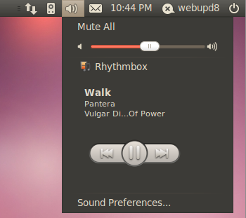 old ubuntu 10.10 sound menu