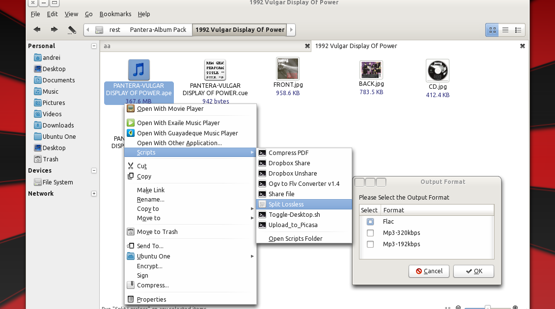Split Single Lossless Audio Files To Flac Or mp3 Using A Nautilus