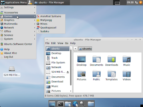 Xubuntu 11.04 greybird screenshot