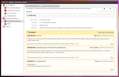 Ubuntu Software Center reviews
