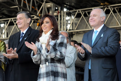Hermes Binner - Cristina Fernandez  - Miguel Lifschitz - Foto Silvio Moriconi