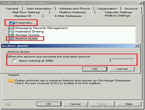 Setting Archive Mailbox Quota In Exchange 2010…