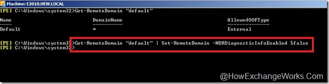 Set remote domain to strip info from NDR