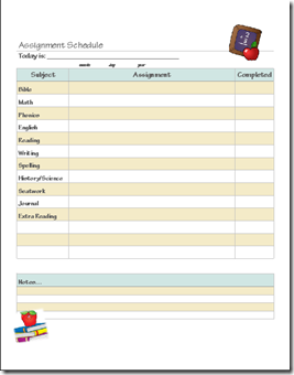 Assingment Schedule screenshot