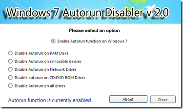 Windows 7 Autorun Disabler