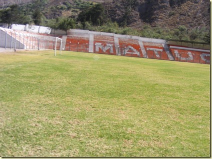 el pasto del estadio municipal de matucana ya está apto para usar, ahora solo falta su refacción