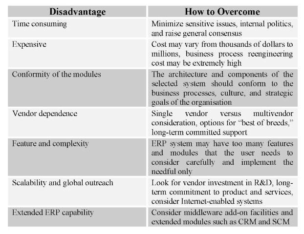 Disadvantages of ERP systems