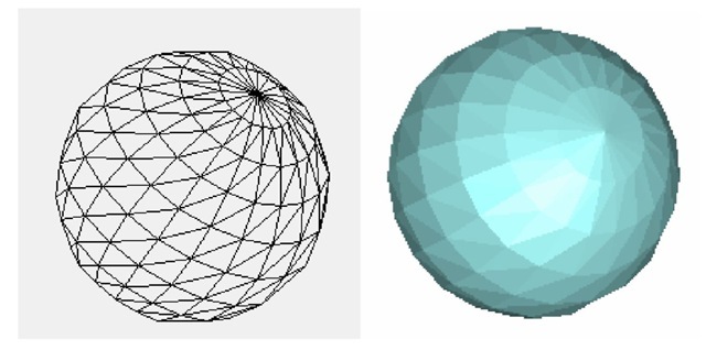  Flat-shaded sphere represented by triangulated patches