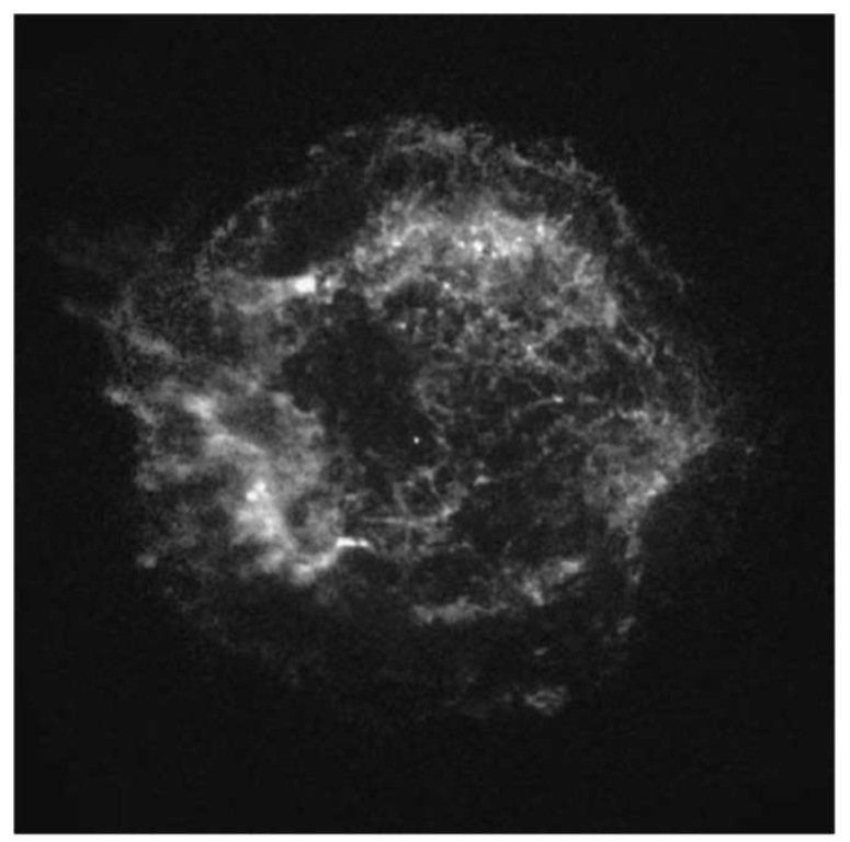 Chandra image of the supernova remnant Cassiopeia-A based on about three-quarters of an hour of data. The point source at the center, previously undetected, simply leaps out of the Chandra image This figure is available in full color at http://www.mrw.interscience.wiley.com/esst.