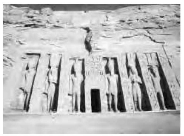 The monument honoring Queen Nefertari Merymut, the favorite consort of Ramesses II (r. 1290-1224 b.c.e.). This temple is at Abu Simbel. 