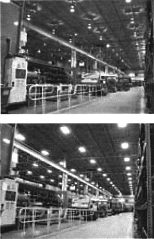 Fifty percent more light obtained through lighting retrofits in a warehouse.
