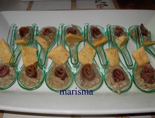 crema de berenjena con anchoilla, (4)