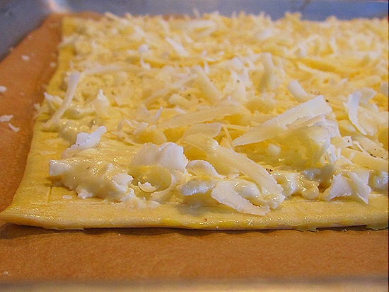 Puff Pastuy with Ricotta Sauce & Gruyere Cheese