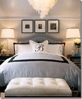 tufted bench and monogram pillow
