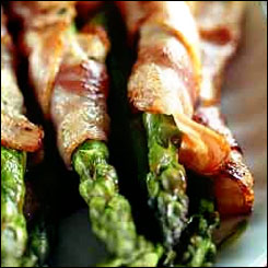 Thumbnail image for Recipe: Grilled Bacon-Wrapped Asparagus