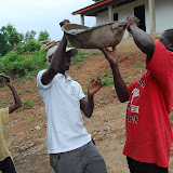  &ndash; © 2008 Nazareth House Media Photos, June 2008...a bowl of flooring is lifted to James' head.