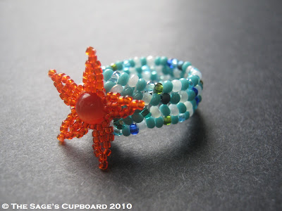Orange and Blue Starfish Ring